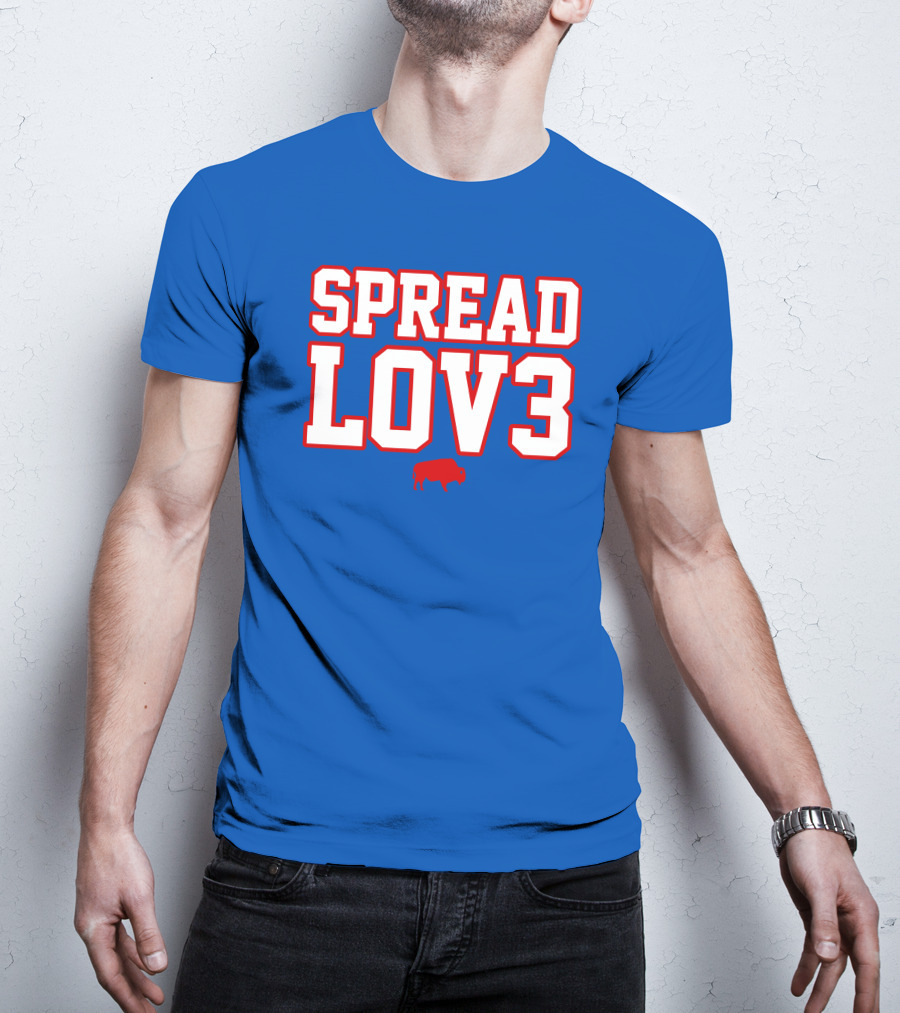 Spread Lov3 Buffalo Red Outline With Buffalo T-Shirt