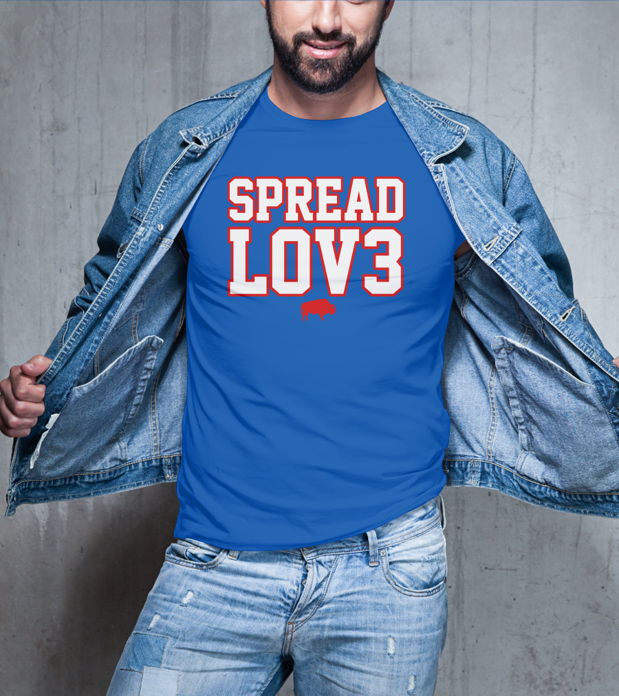 Spread Lov3 Buffalo Red Outline With Buffalo T-Shirt