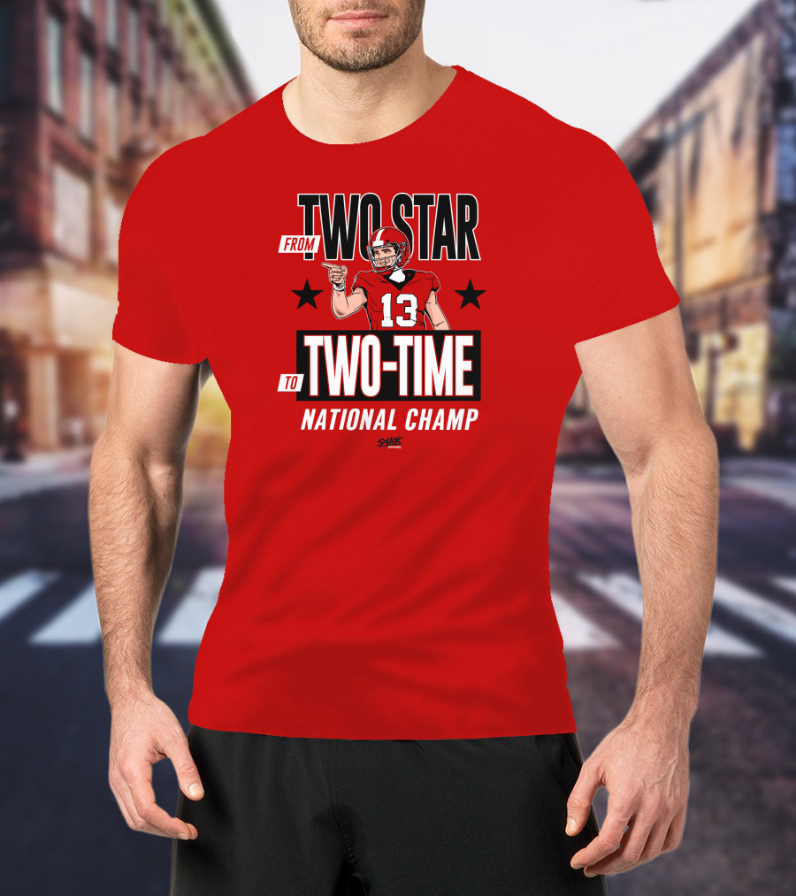 From Two Star To Two-Time National Champ Football Player Number 13 T-Shirt
