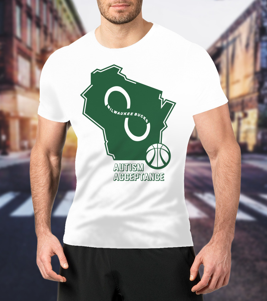 Milwaukee Bucks Autism Acceptance Infinity Symbol Basketball T-Shirt
