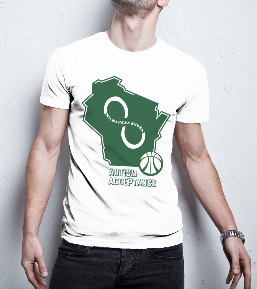 Milwaukee Bucks Autism Acceptance Infinity Symbol Basketball T-Shirt