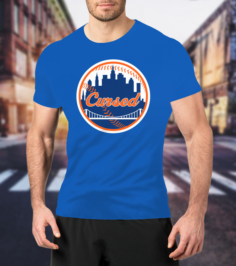 Cursed Mets Baseball Skyline Bridge T-Shirt