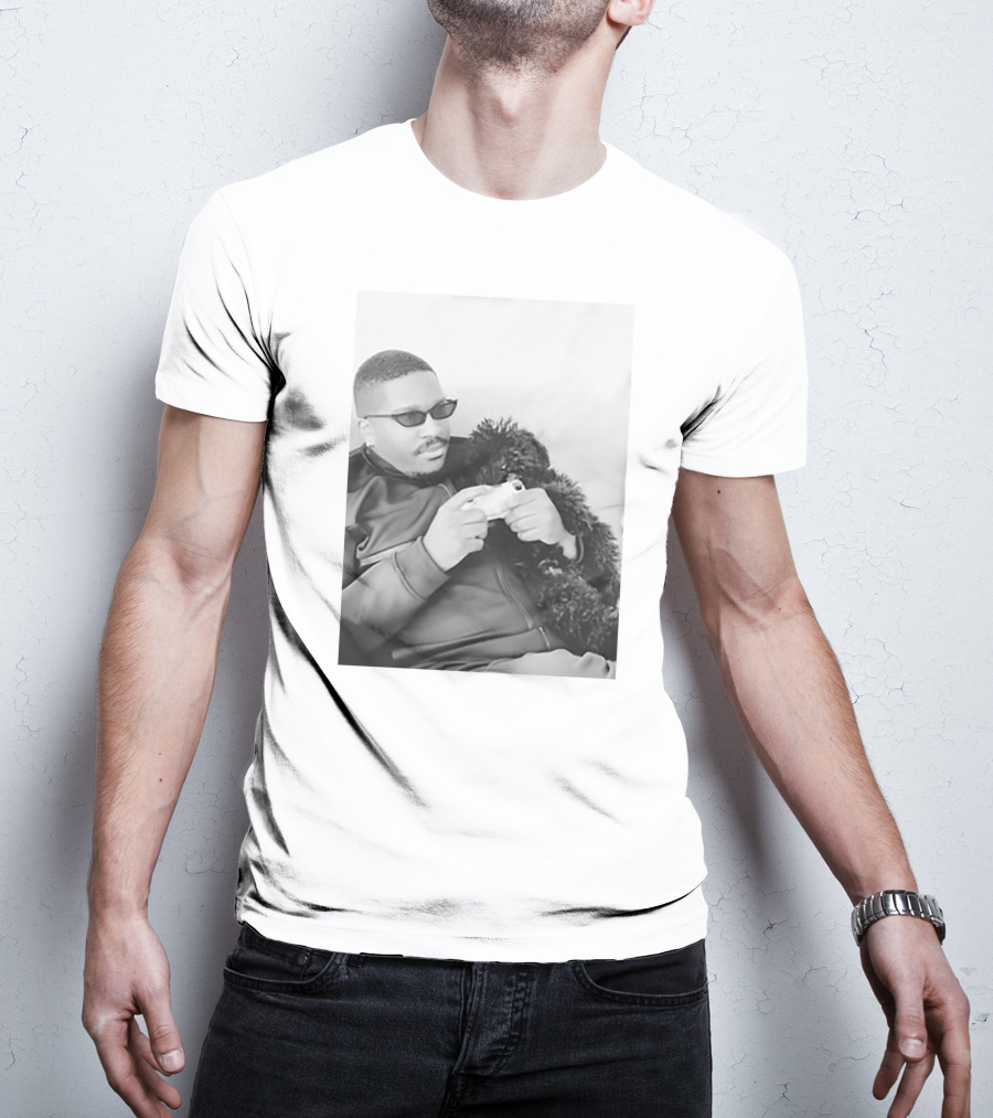Father's Tiny Shades Relaxing With Pet On Couch T-Shirt