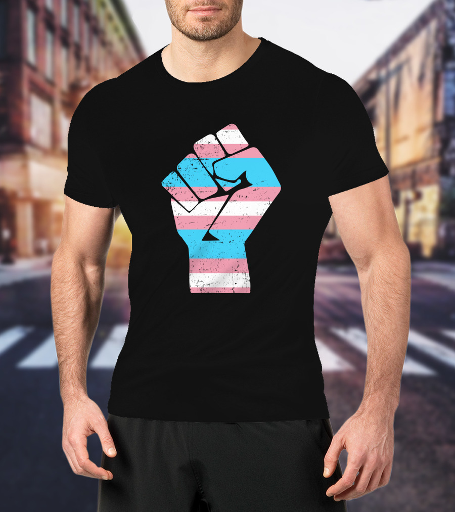 Jamie Lee Curtis Protect Trans Kids Hand Fist Transgender Pride Raised Fist T-Shirt