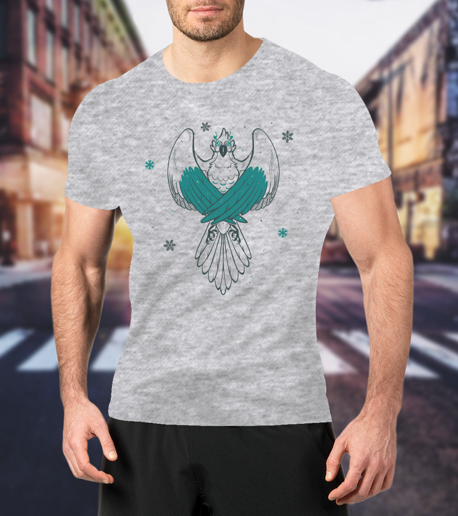 Jaiden Animations Bird With Teal Wings And Snowflakes T-Shirt