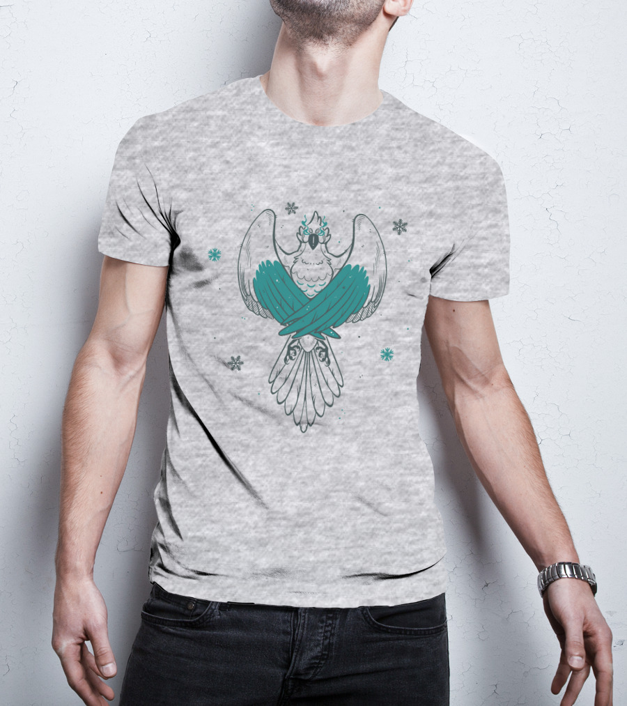 Jaiden Animations Bird With Teal Wings And Snowflakes T-Shirt