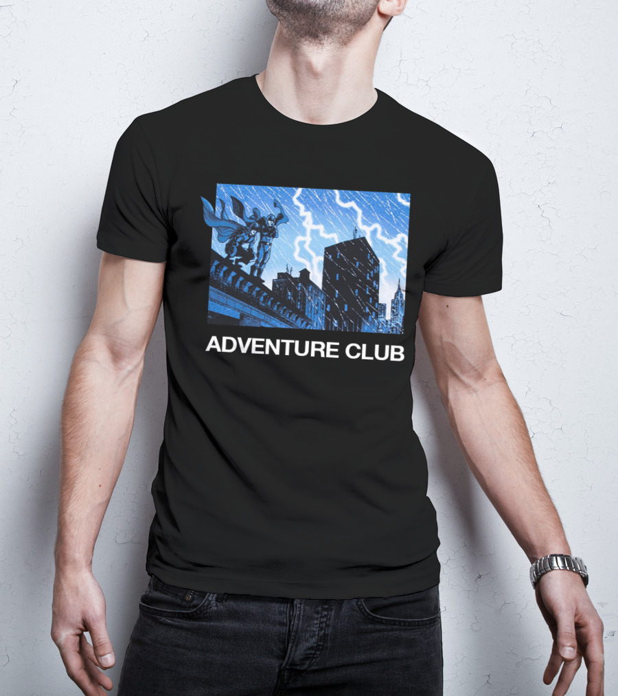 ADVENTURE CLUB Cityscape Superhero Lightning Scene T-Shirt