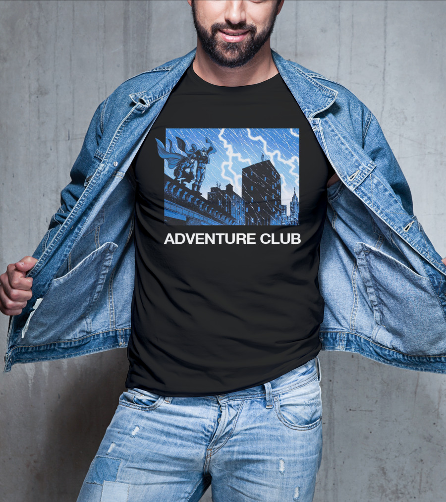 ADVENTURE CLUB Cityscape Superhero Lightning Scene T-Shirt