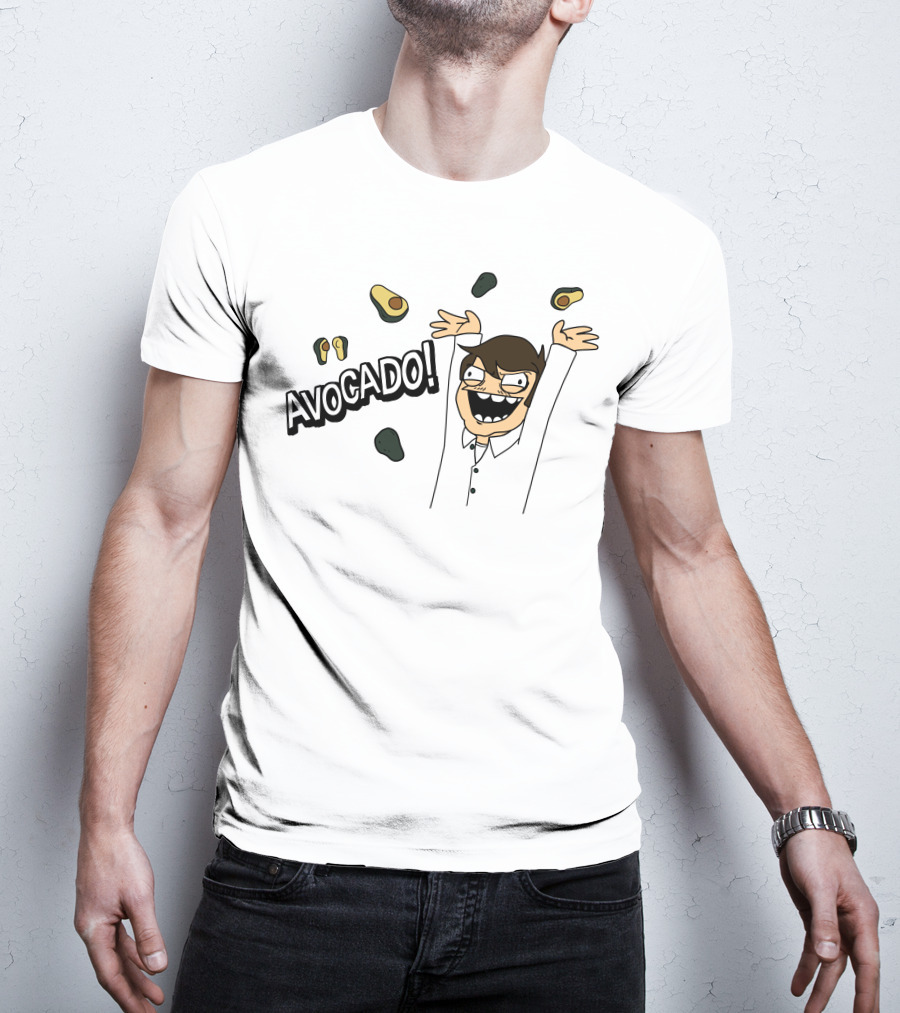 AVOCADO Enthusiastic Cartoon Celebration With Flying Avocados T-Shirt