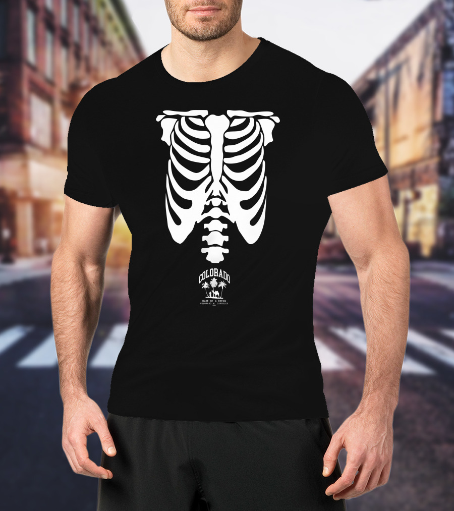 Colorado Made By A Bear Ocean Goodies And Capsules Rib Cage Palm Trees T-Shirt
