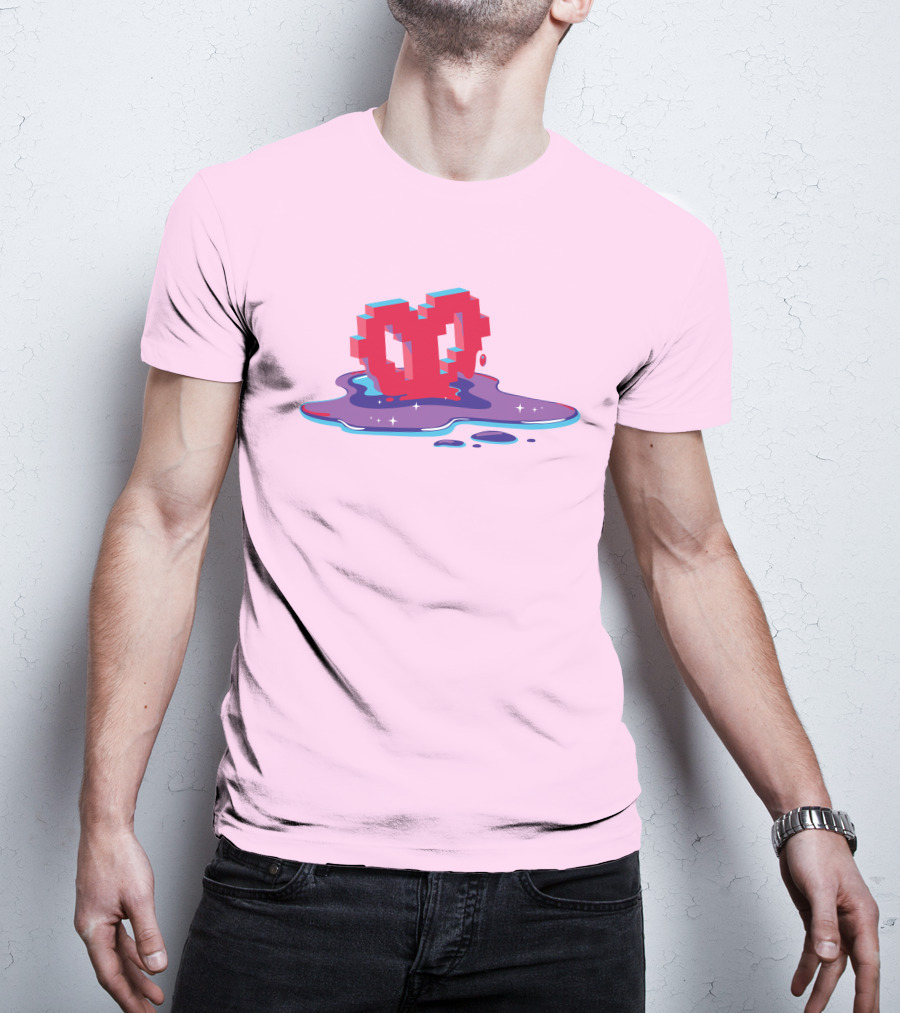 Heart Pixel Art Melting Design Philza Merch T-Shirt