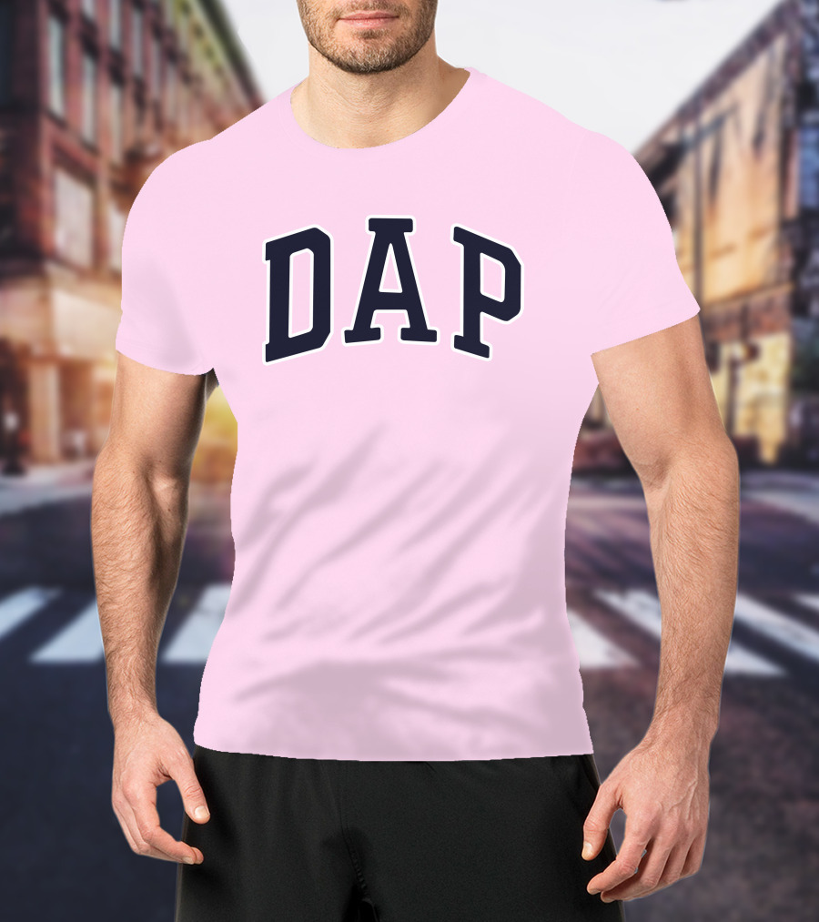 Dap College Style Athletic Lettering Pink Background T-Shirt