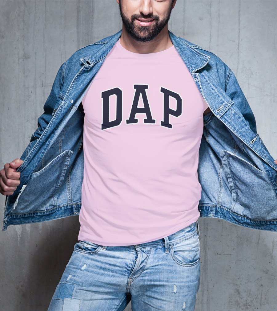 Dap College Style Athletic Lettering Pink Background T-Shirt