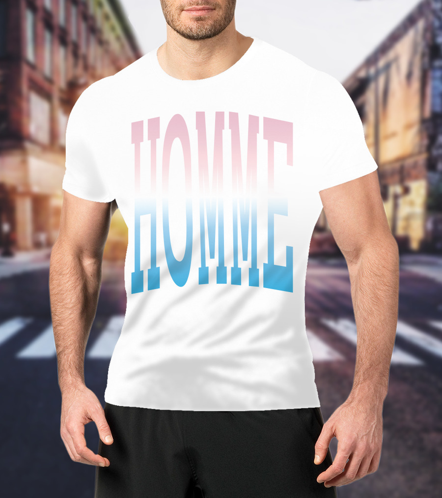 Homme Femme Pink Blue Gradient Text T-Shirt