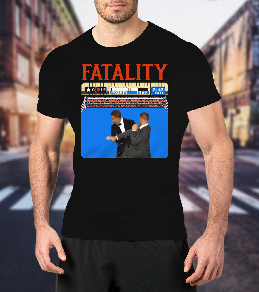 Fatality Will Smith Slaps Chris Rock Oscars Stage Video Game T-Shirt