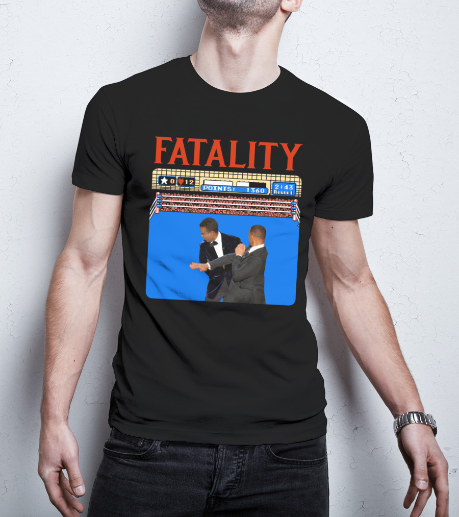 Fatality Will Smith Slaps Chris Rock Oscars Stage Video Game T-Shirt