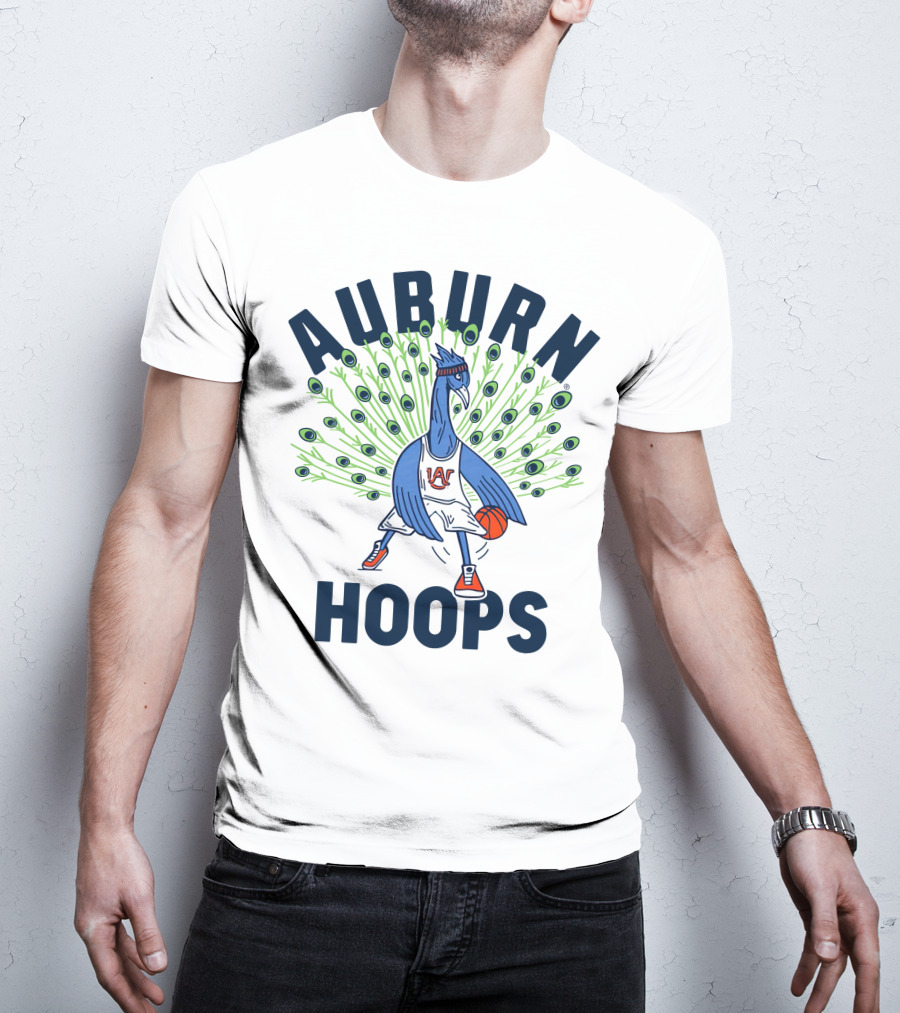 Auburn Hoops Peacock Basketball Sports T-Shirt