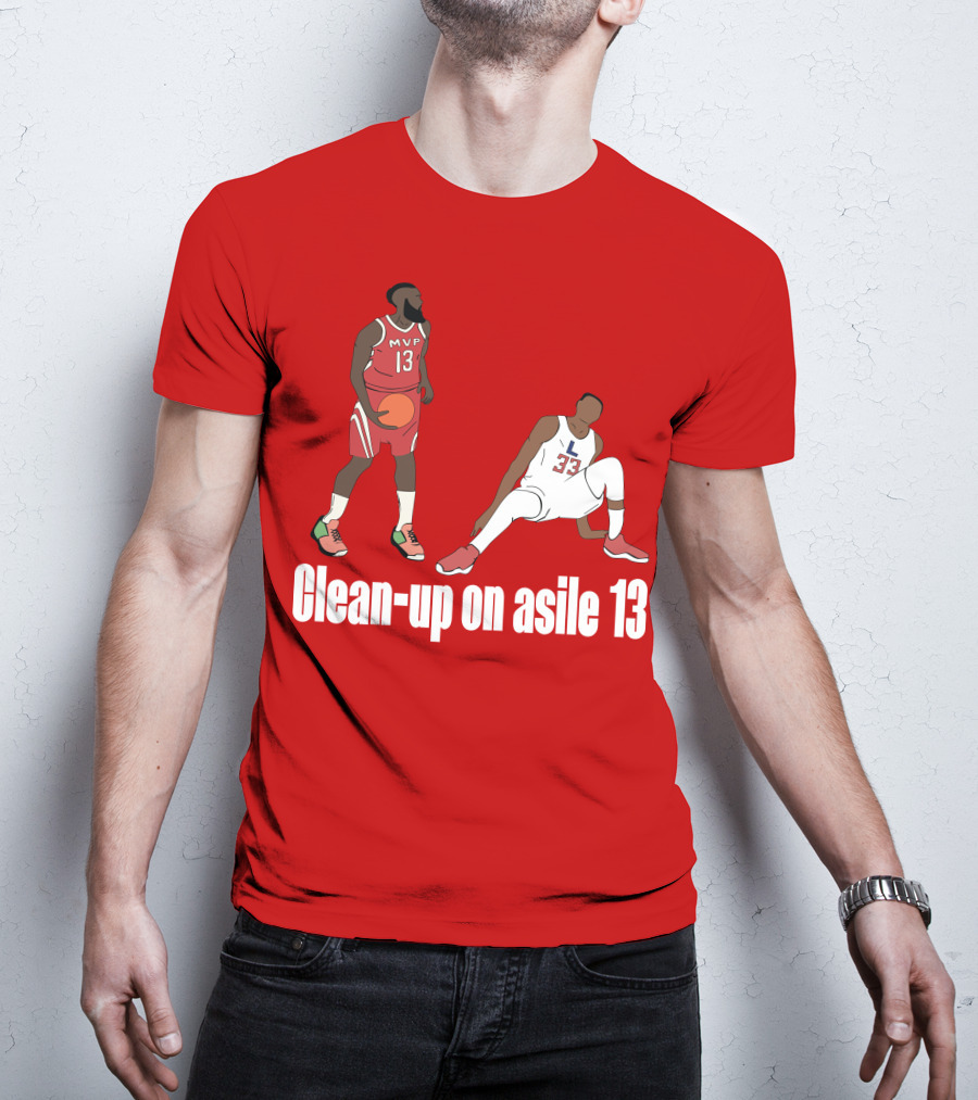 Clean-Up On Asile 13 MVP Number 13 Basketball Action Scene T-Shirt