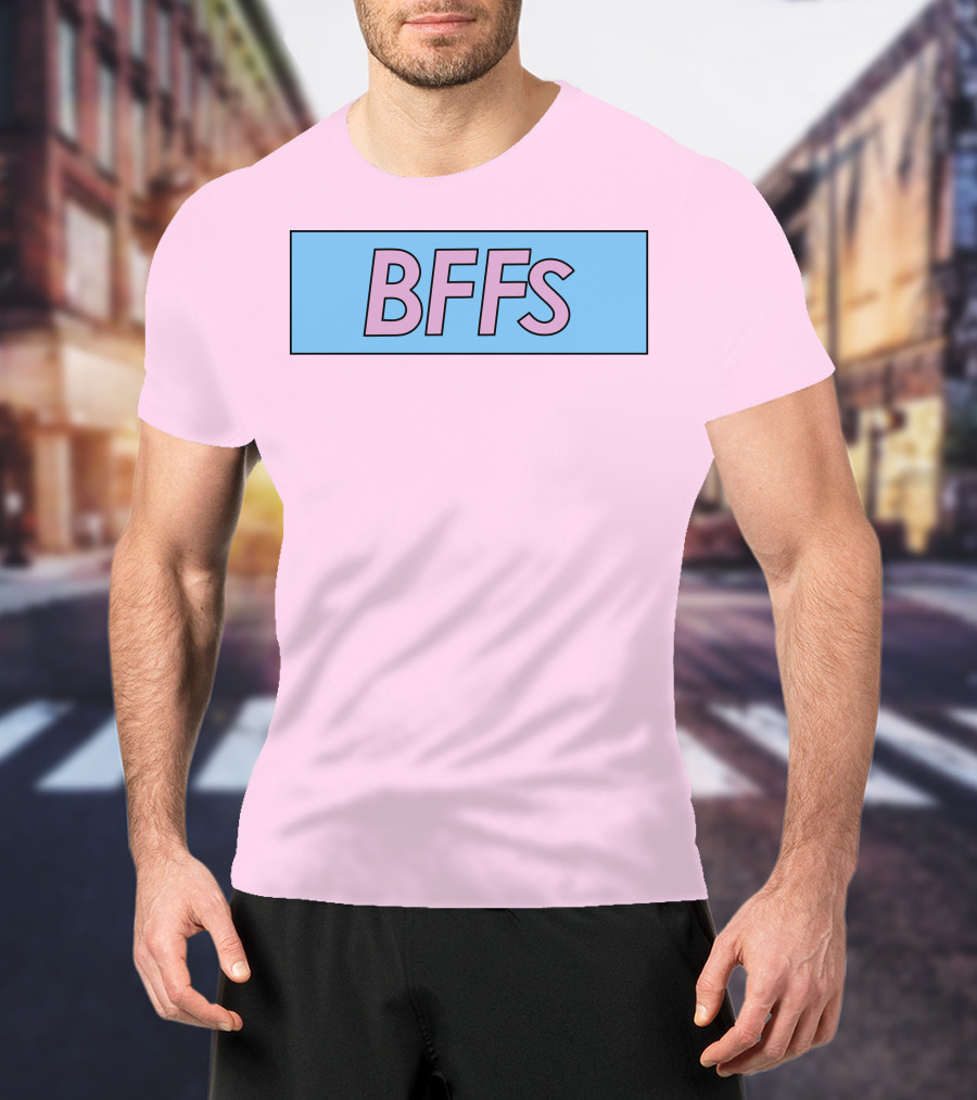 BFFs Podcast Merch Pink And Blue Block Text T-Shirt
