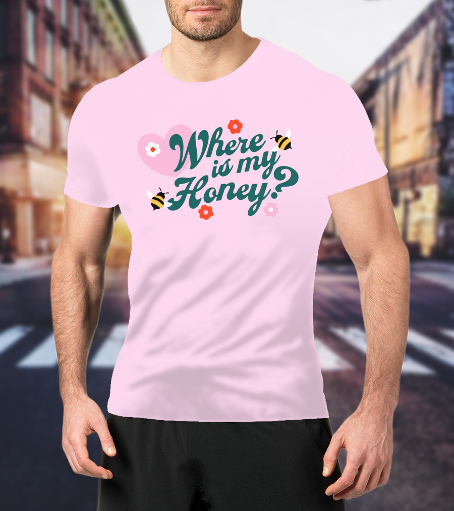 Stephanie Soo Merch Where Is My Honey Cream Bee Heart Floral T-Shirt