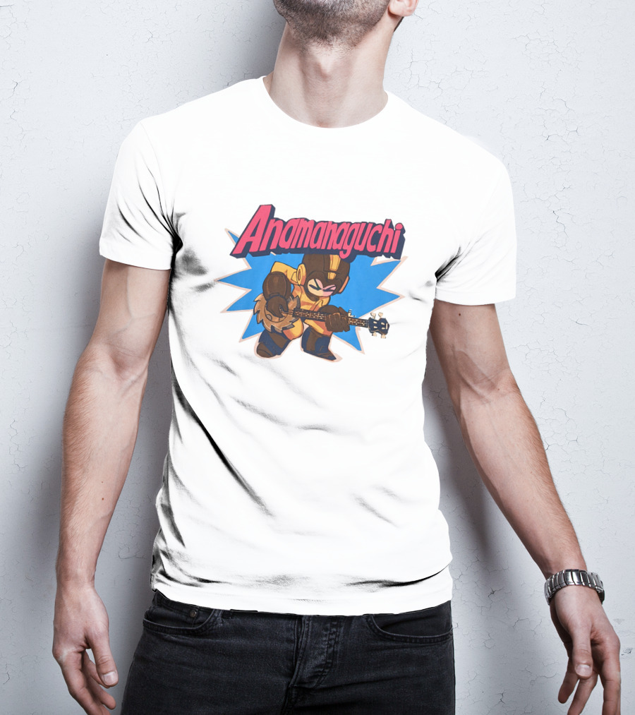 Anamanaguchi Cartoon Character With Guitar T-Shirt