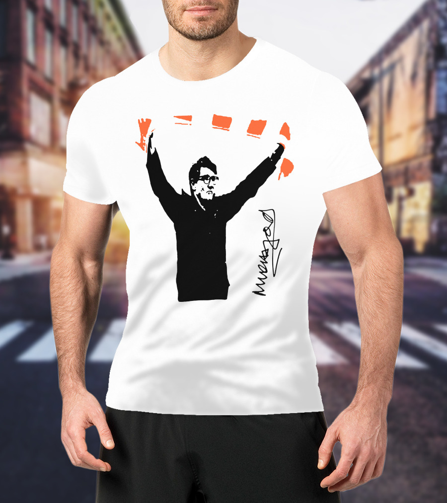 Mick Harford Signature Celebration Pose With Orange Stripes T-Shirt