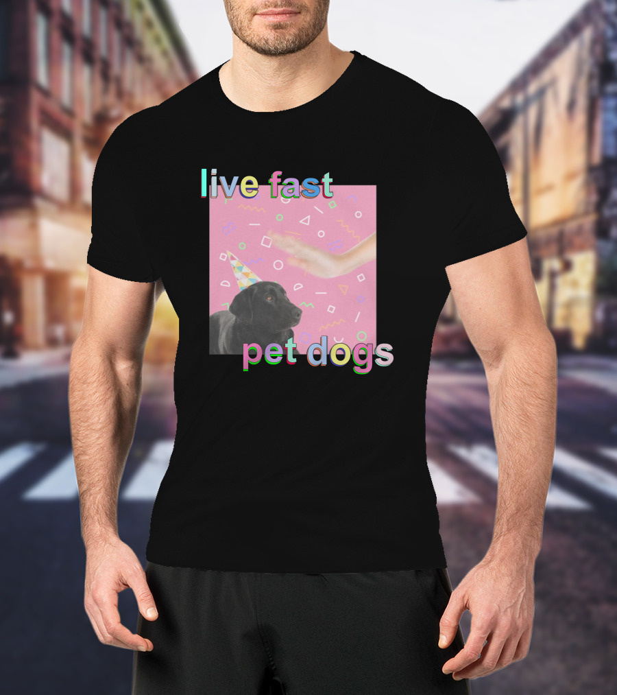 Live Fast Pet Dogs Zach Heltzel Robots With Rayguns T-Shirt