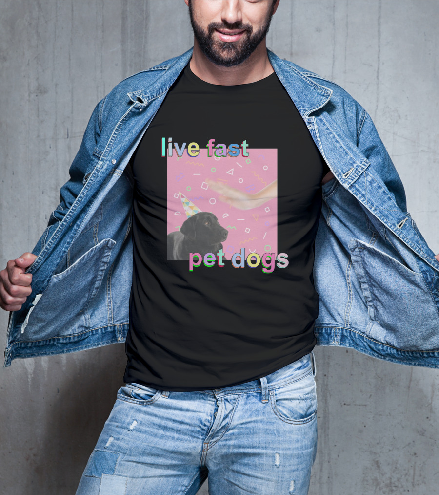 Live Fast Pet Dogs Zach Heltzel Robots With Rayguns T-Shirt