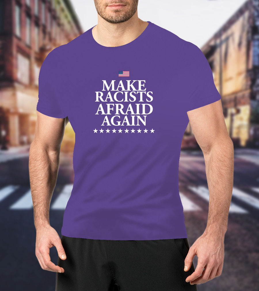 Lady On The Prairie USA Make Racists Afraid Again Dave American Flag Stars T-Shirt