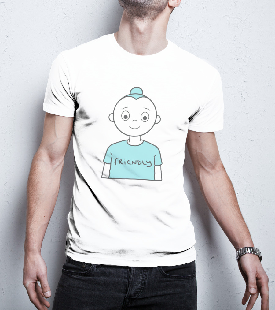 Friendly Cartoon Character With Blue T-Shirt