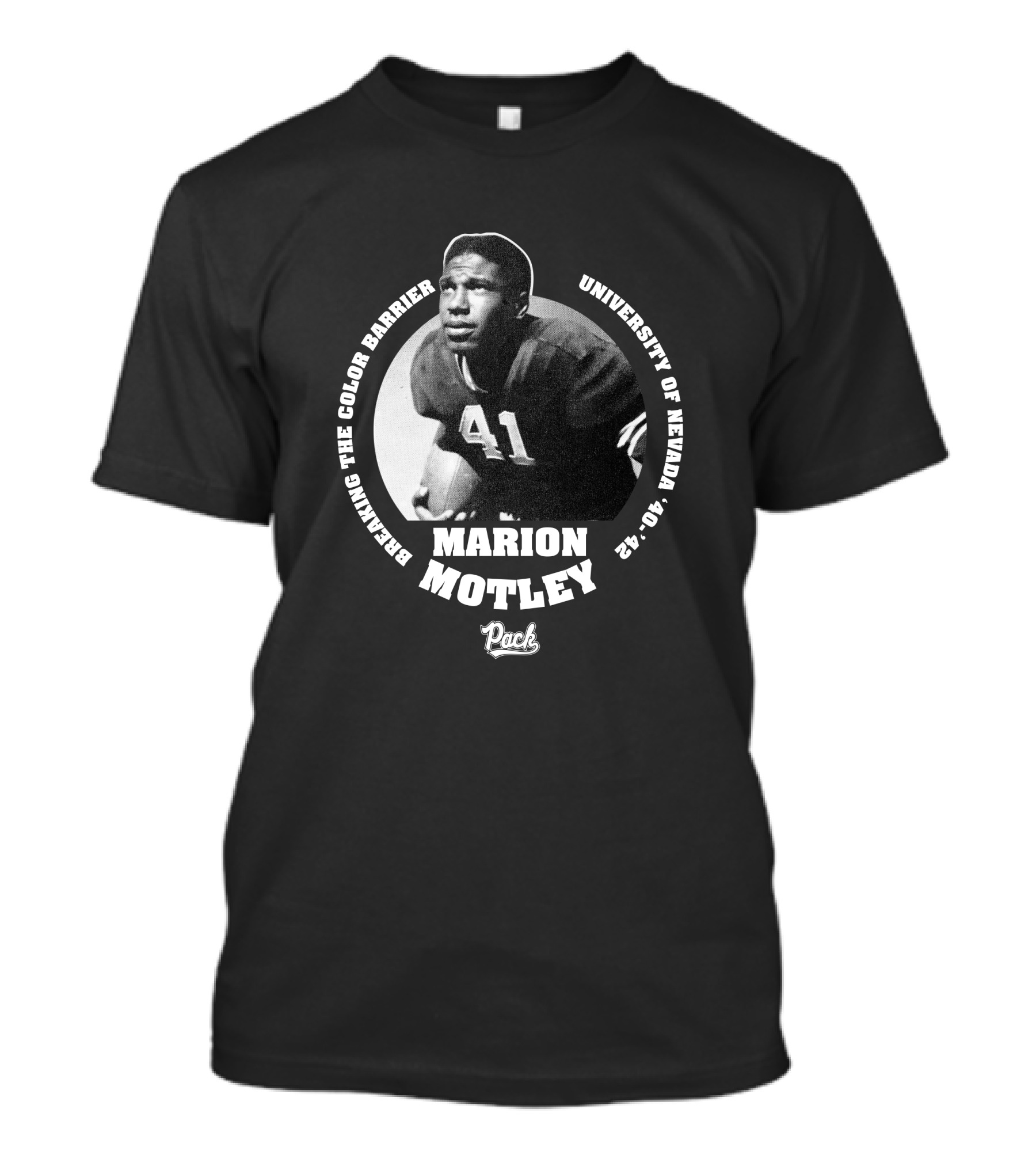 Marion Motley Breaking The Color Barrier University Of Nevada 41 Wolf Pack T-Shirt