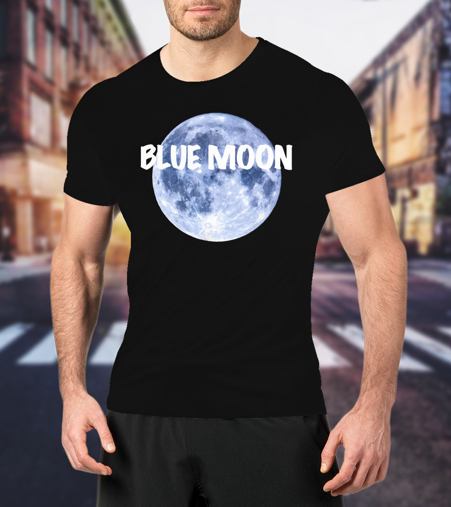 Blue Moon Lunar Phase Image With Text In Bold White Font T-Shirt