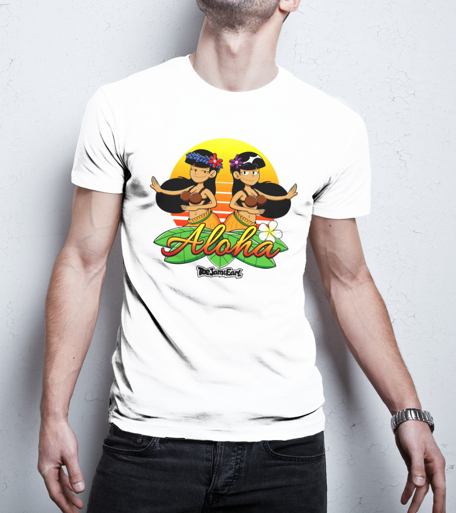 Aloha From Toejam And Earl Robaroba Merch Hawaiian Dancers Tropical Sunset T-Shirt
