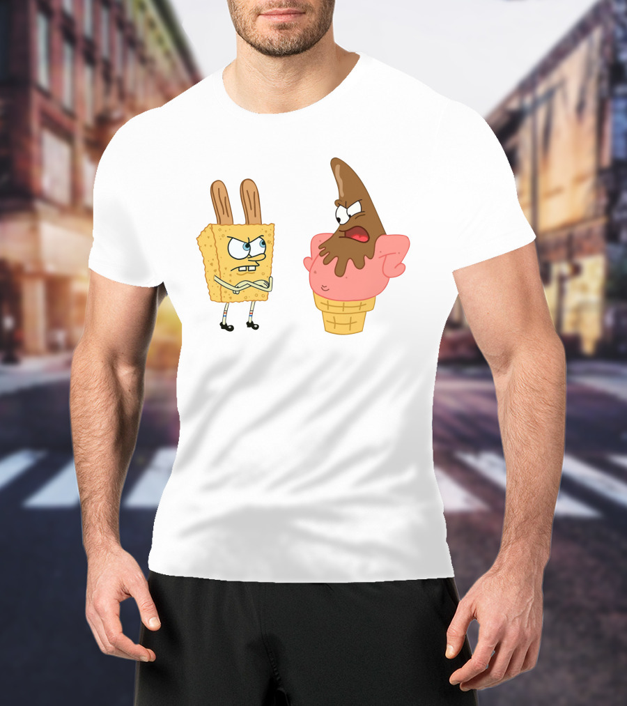 Bob Esponja Y Patricio Helado Enfrentamiento Láminas Artísticas T-Shirt