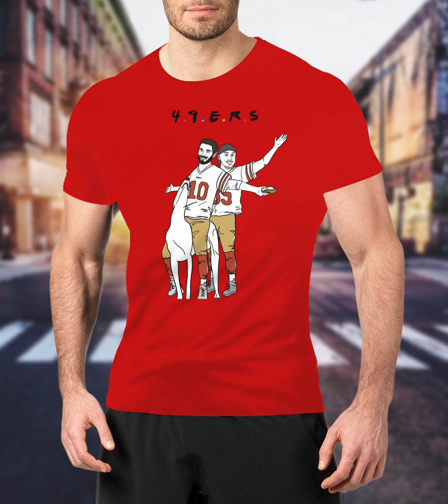 49ers Friends Jimmy Garoppolo Brian Hill Illustration With Dog T-Shirt