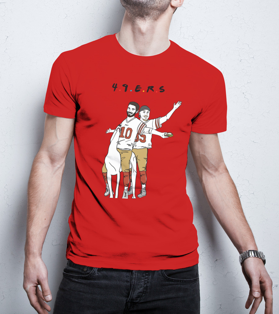 49ers Friends Jimmy Garoppolo Brian Hill Illustration With Dog T-Shirt