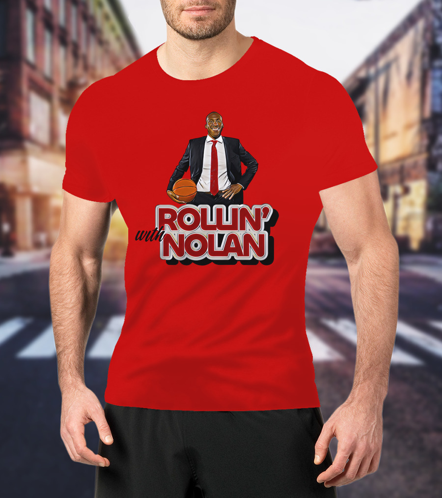 Rollin’ With Nolan Basketball Suit And Tie RedBackground T-Shirt