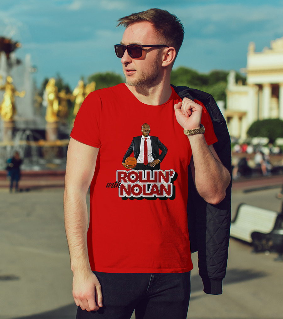 Rollin’ With Nolan Basketball Suit And Tie RedBackground T-Shirt