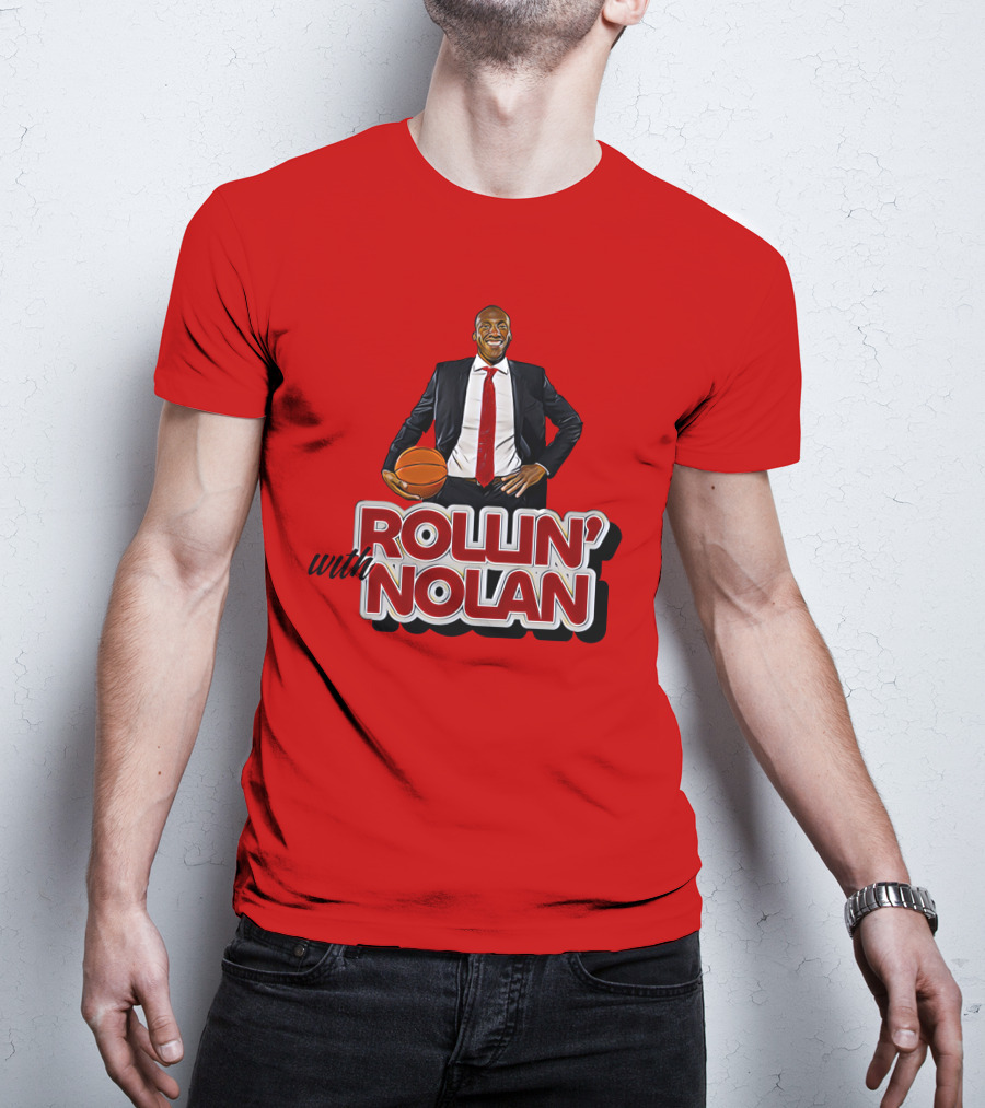 Rollin’ With Nolan Basketball Suit And Tie RedBackground T-Shirt