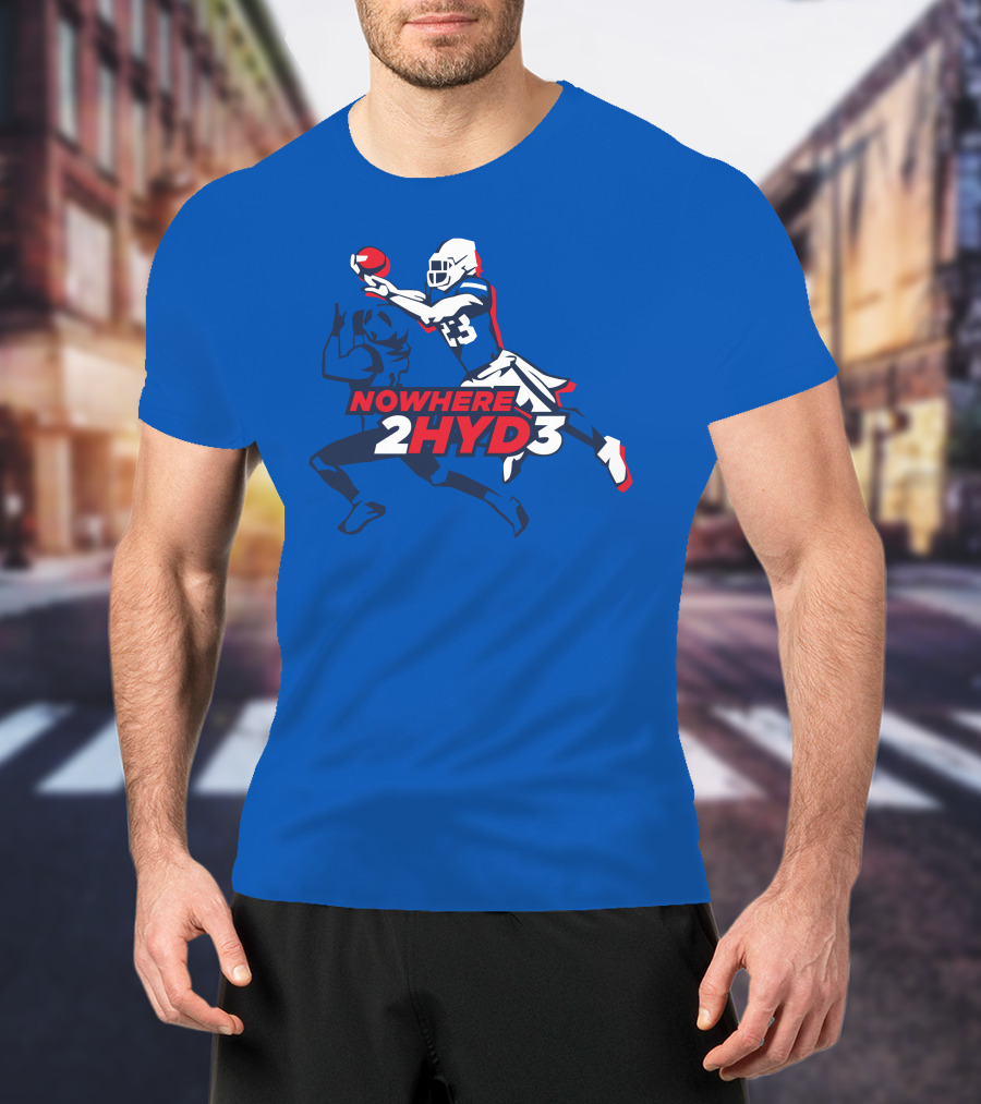 NOWHERE 2HYD3 Football Player Catching Action T-Shirt