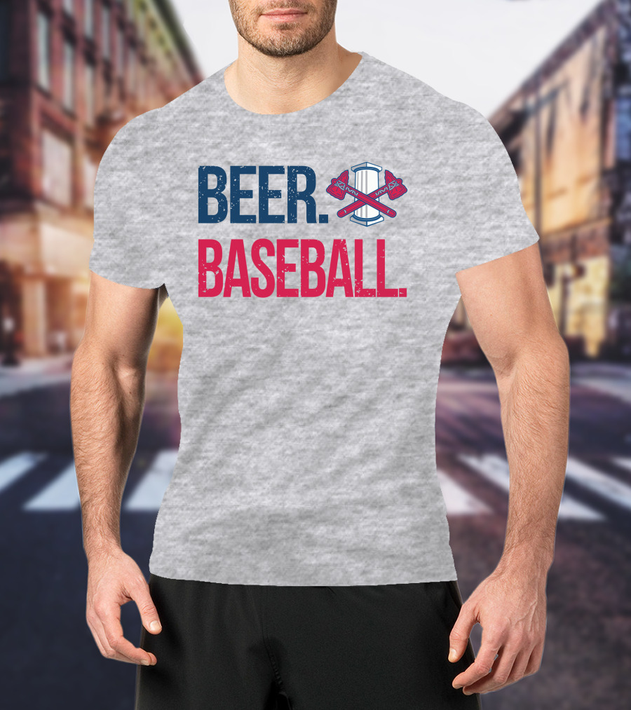 BEER. BASEBALL. Crossed Axes Emblem T-Shirt