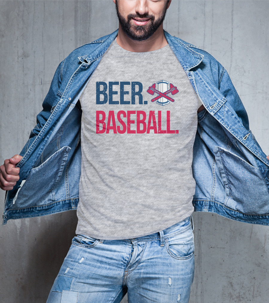 BEER. BASEBALL. Crossed Axes Emblem T-Shirt