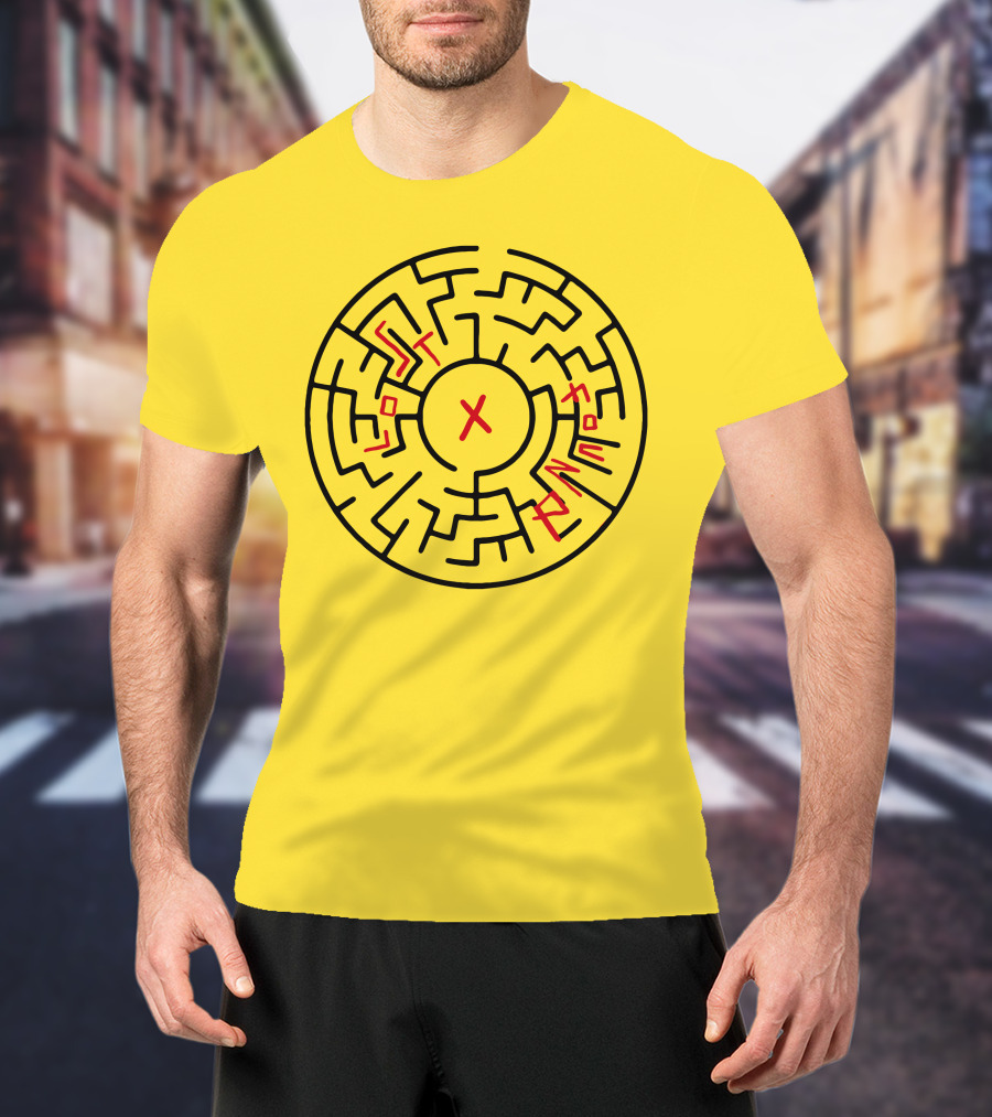 Lost People Found Myself Maze Design Yellow Background T-Shirt