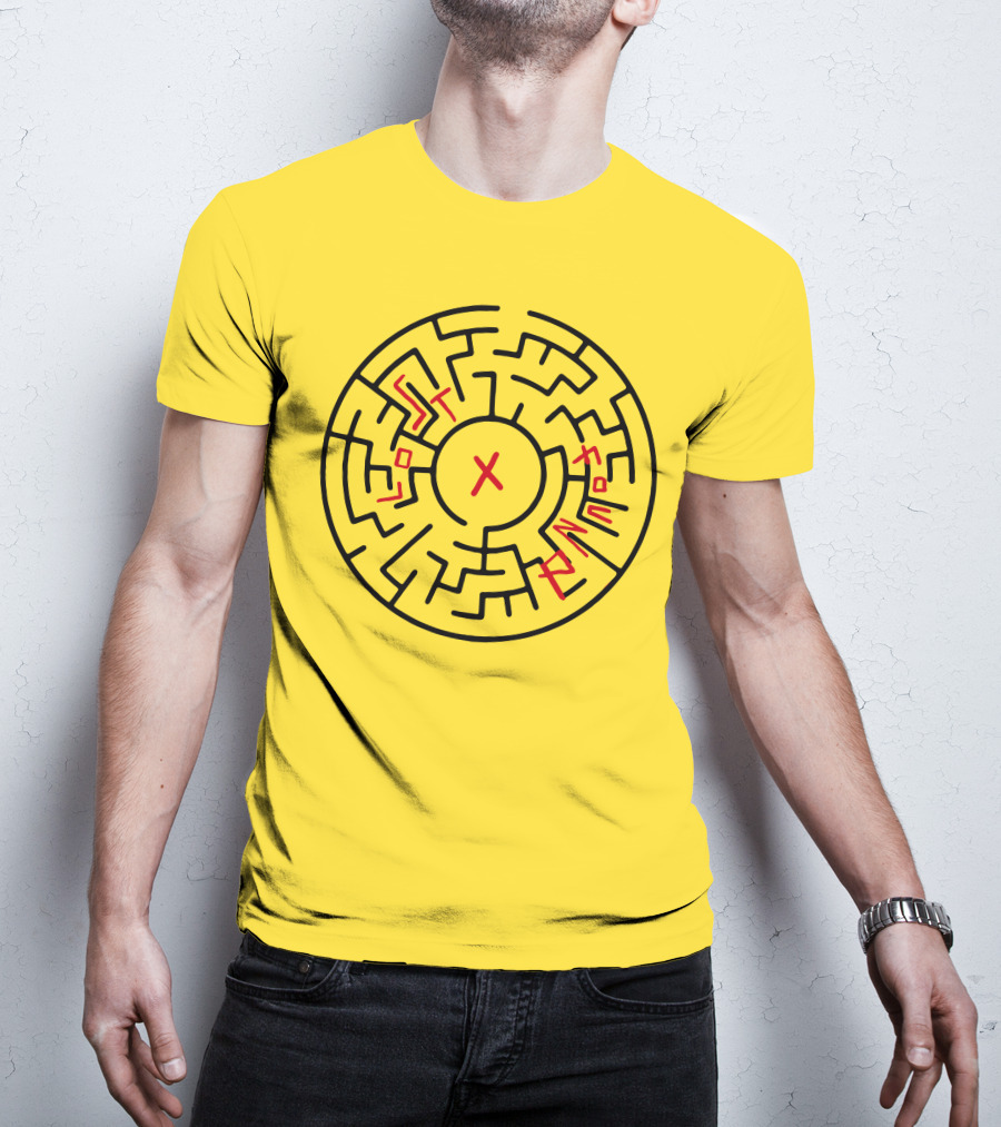 Lost People Found Myself Maze Design Yellow Background T-Shirt