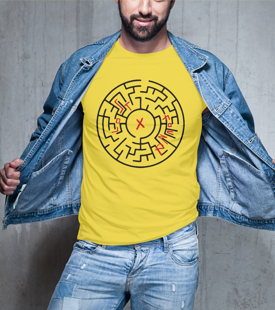 Lost People Found Myself Maze Design Yellow Background T-Shirt