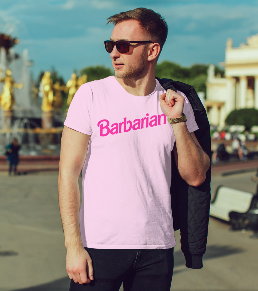 Barbarian Barbie Pink Font T-Shirt