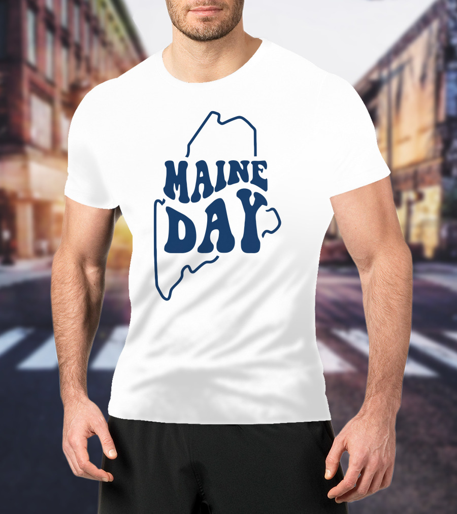 Maine Day Outline Of State T-Shirt