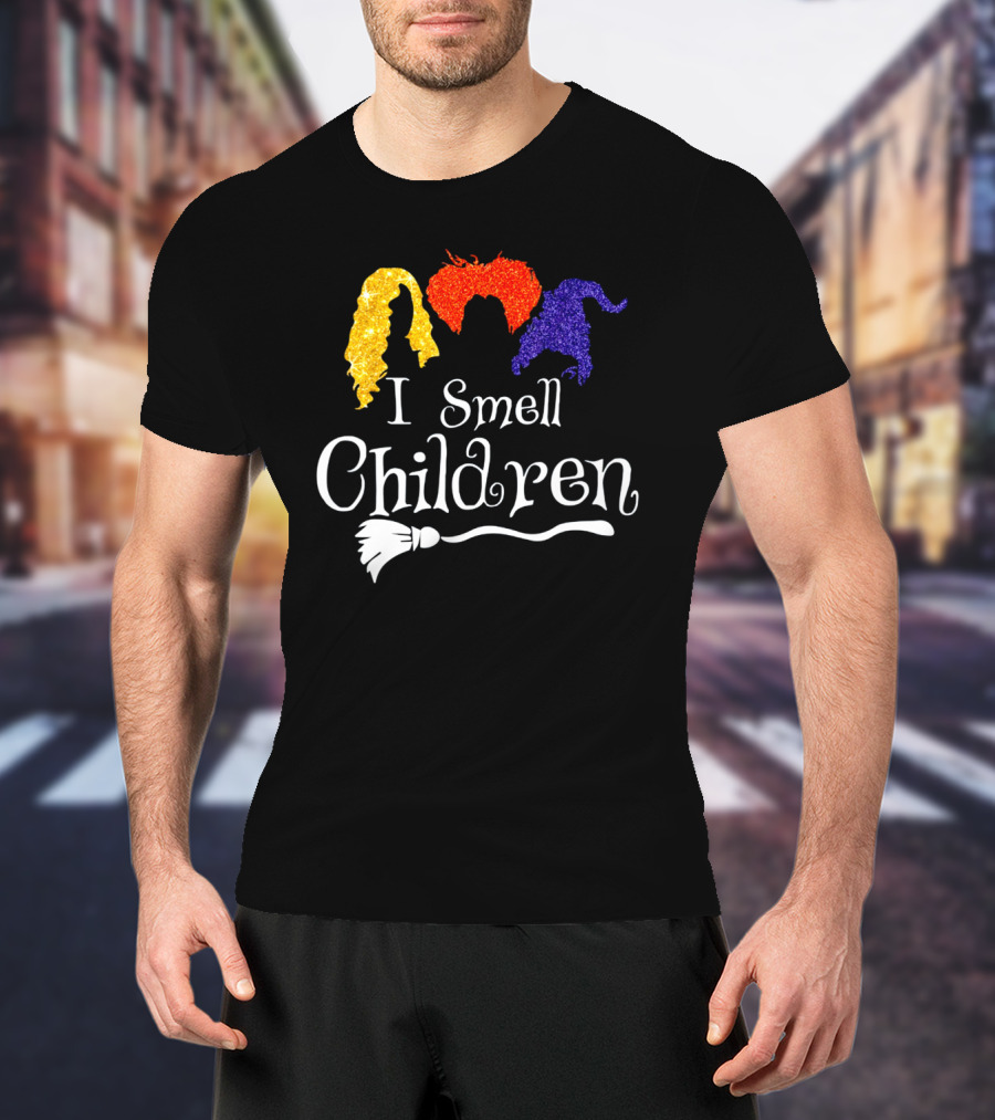 I Smell Children Witch Silhouette Hair Colors Broomstick T-Shirt