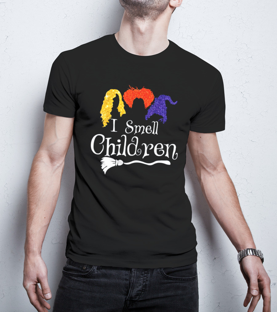 I Smell Children Witch Silhouette Hair Colors Broomstick T-Shirt