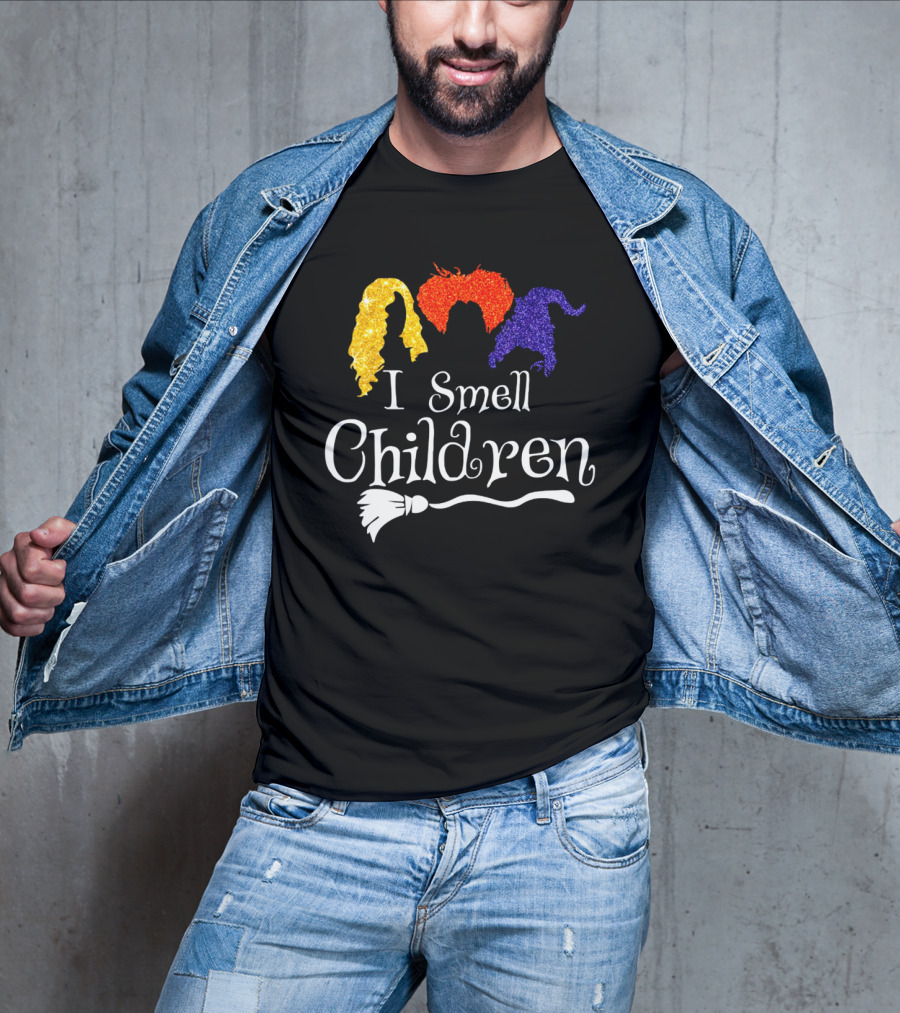 I Smell Children Witch Silhouette Hair Colors Broomstick T-Shirt